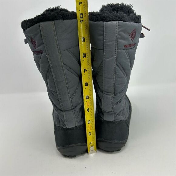 Columbia Kids Minx Mid III Waterproof Lace Up Boots Gray Size 4 Winter Hiking - Picture 6 of 9